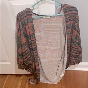 Lush Aztec print cardigan.
